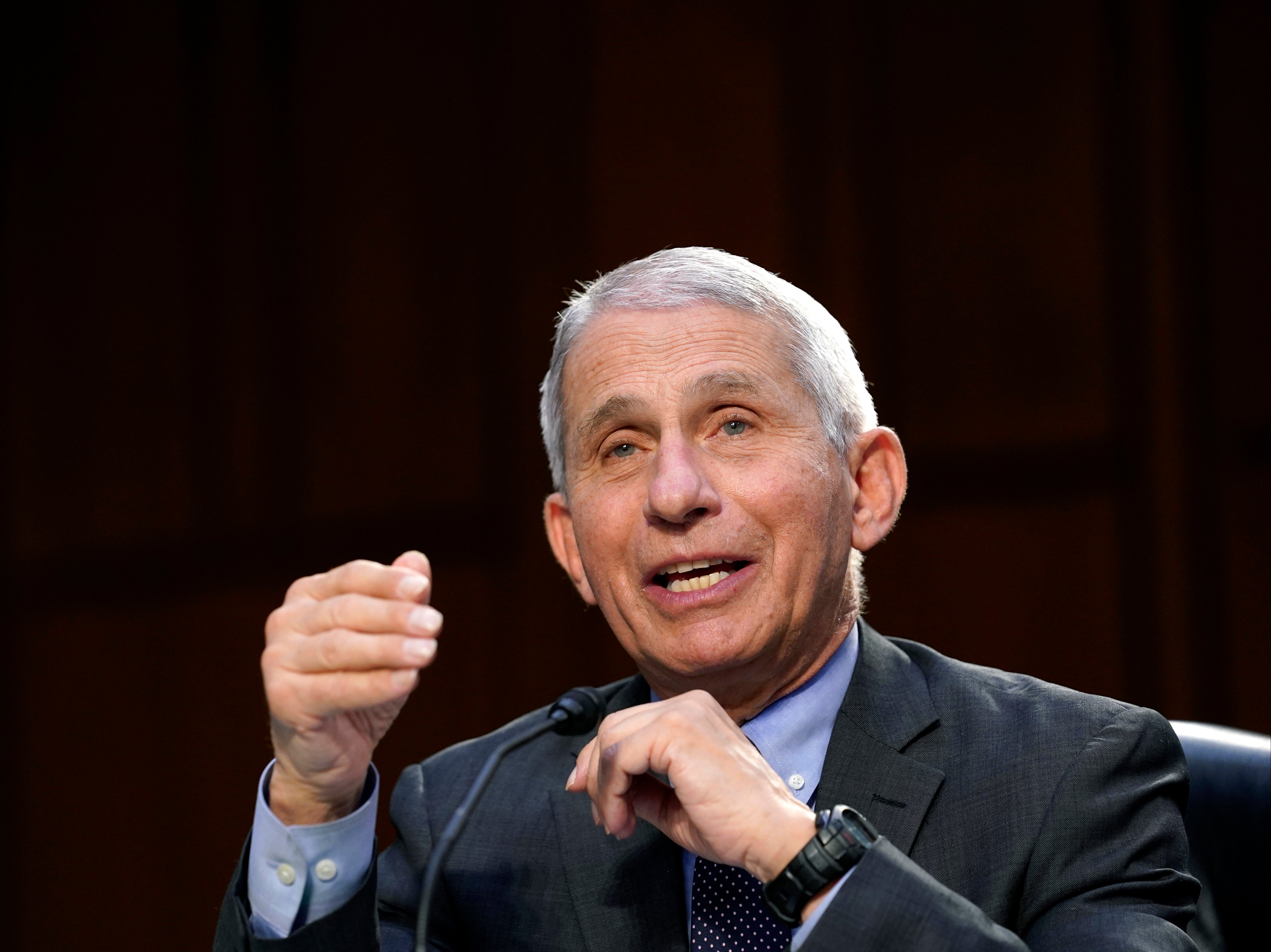 Dr Anthony Fauci, director of the National Institute of Allergy and Infectious Diseases, testifies during a Senate Health, Education, Labor and Pensions Committee