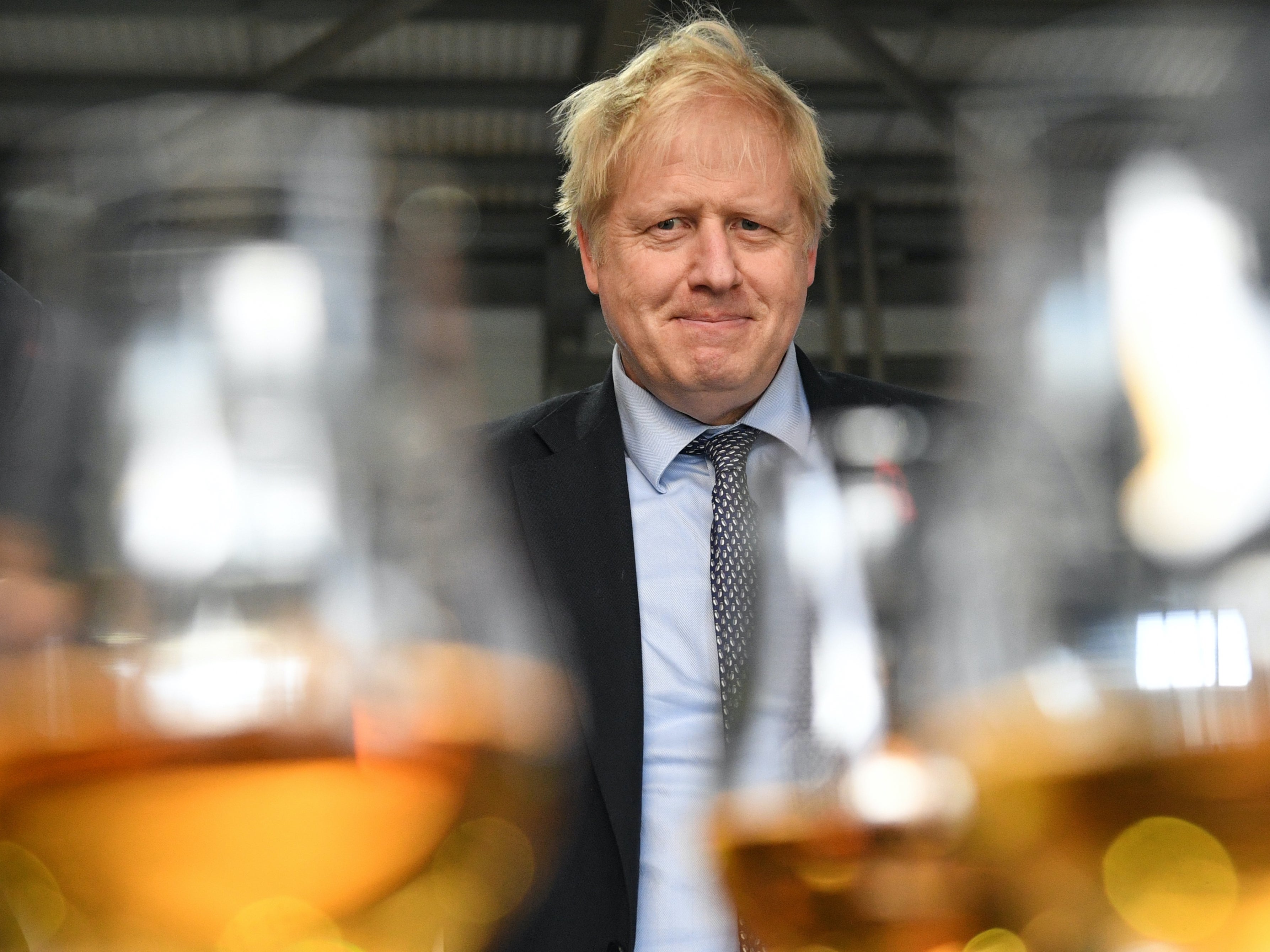 Boris Johnson in an upbeat mood at a whisky distillery today – but there are hard choices to come