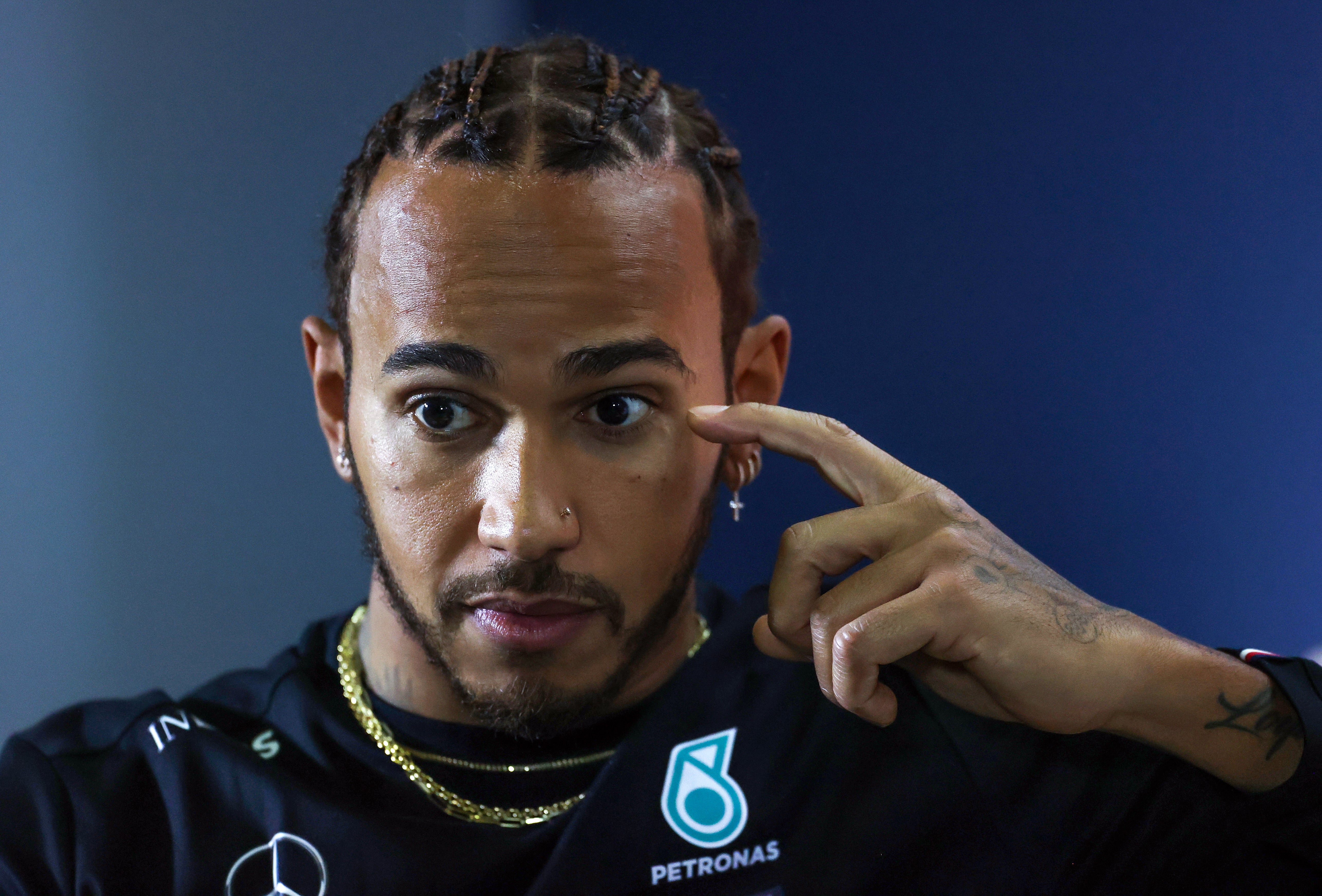 Lewis Hamilton during a press conference
