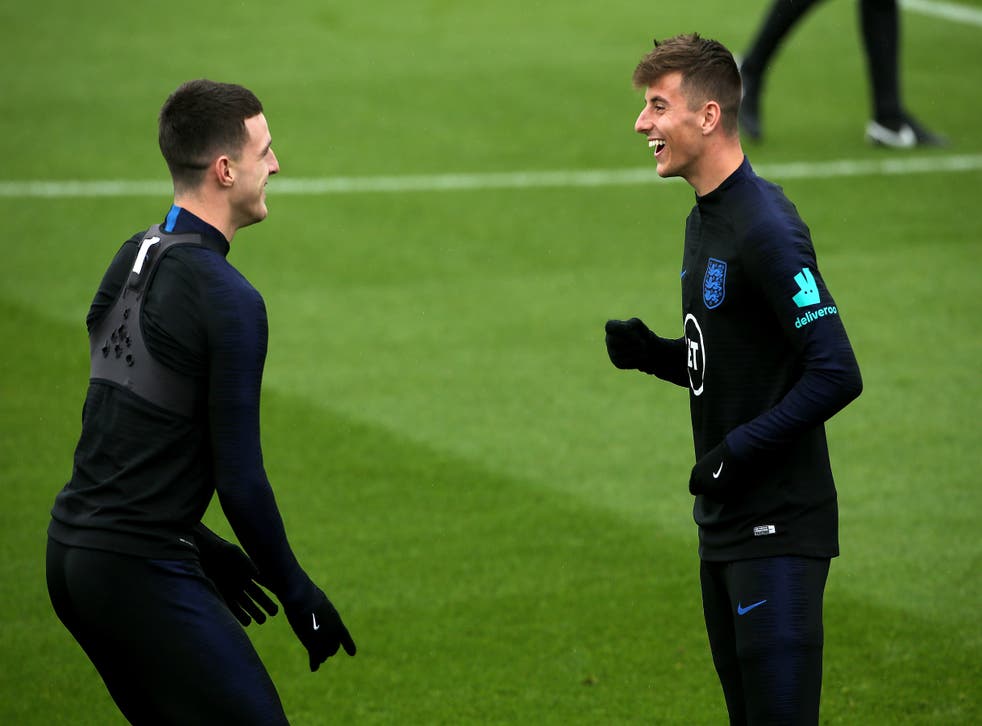 <p>Mason Mount, right, is best friends with England team-mate Declan Rice</p>