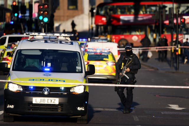 <p>Following the attack at Fishmongers’ Hall, officers fired 20 rounds at attacker who had been restrained by members of the public on London Bridge</p>