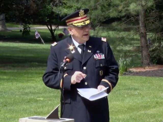 <p>Army Lt Col Barnard Kemter had his mic cut as he spoke about the role of African Americans in establishing the tradition of Memorial Day. </p>