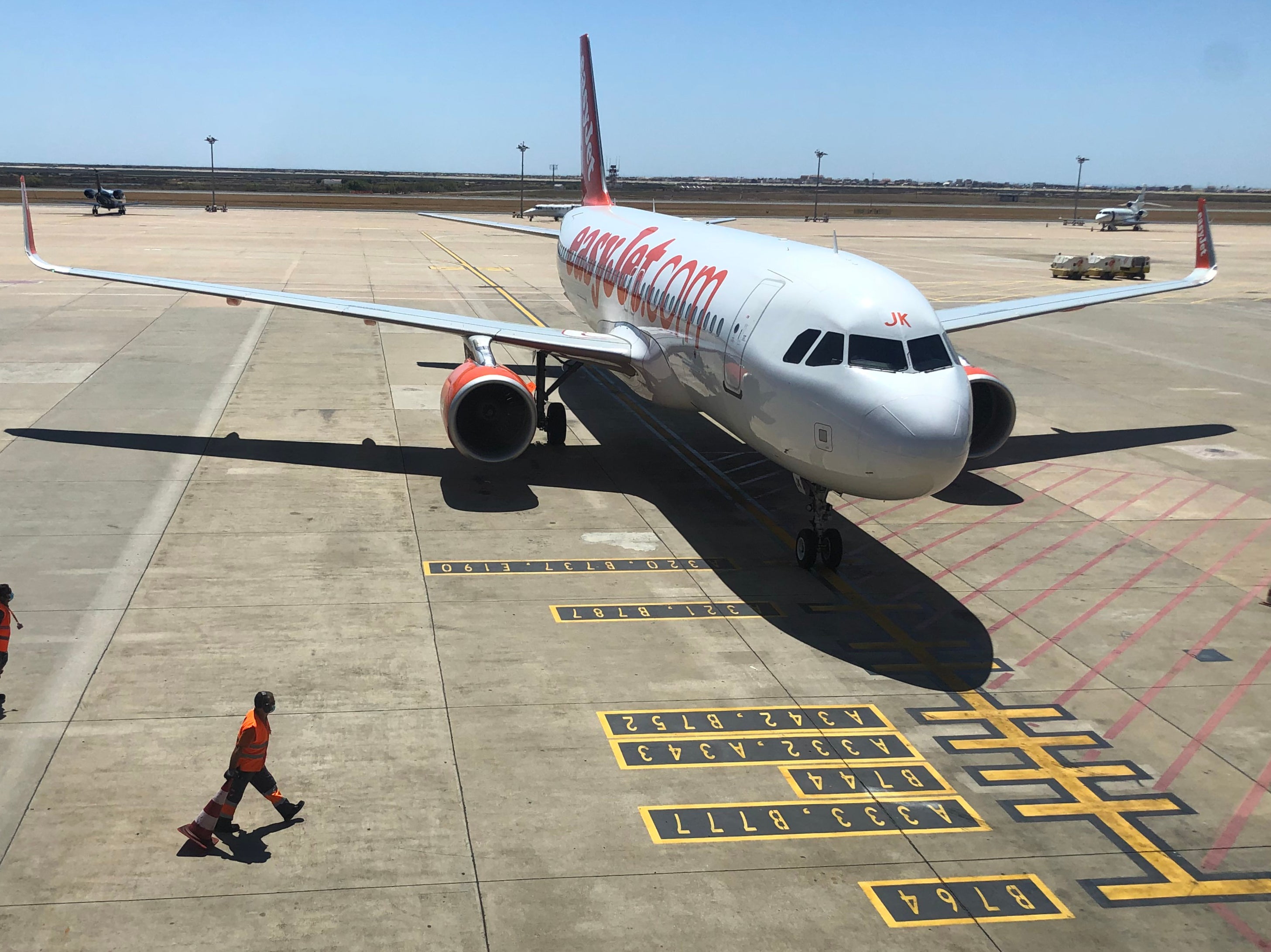 Departing soon: an easyJet Airbus A320 at Faro airport in southern Portugal