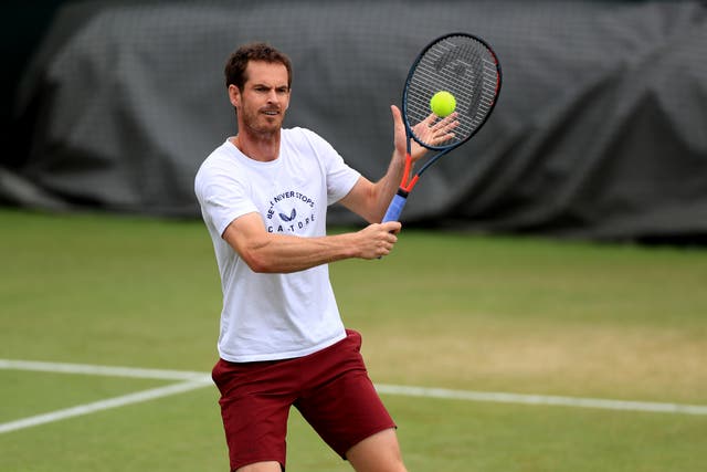 <p>Andy Murray has been practising at Wimbledon for the past week</p>