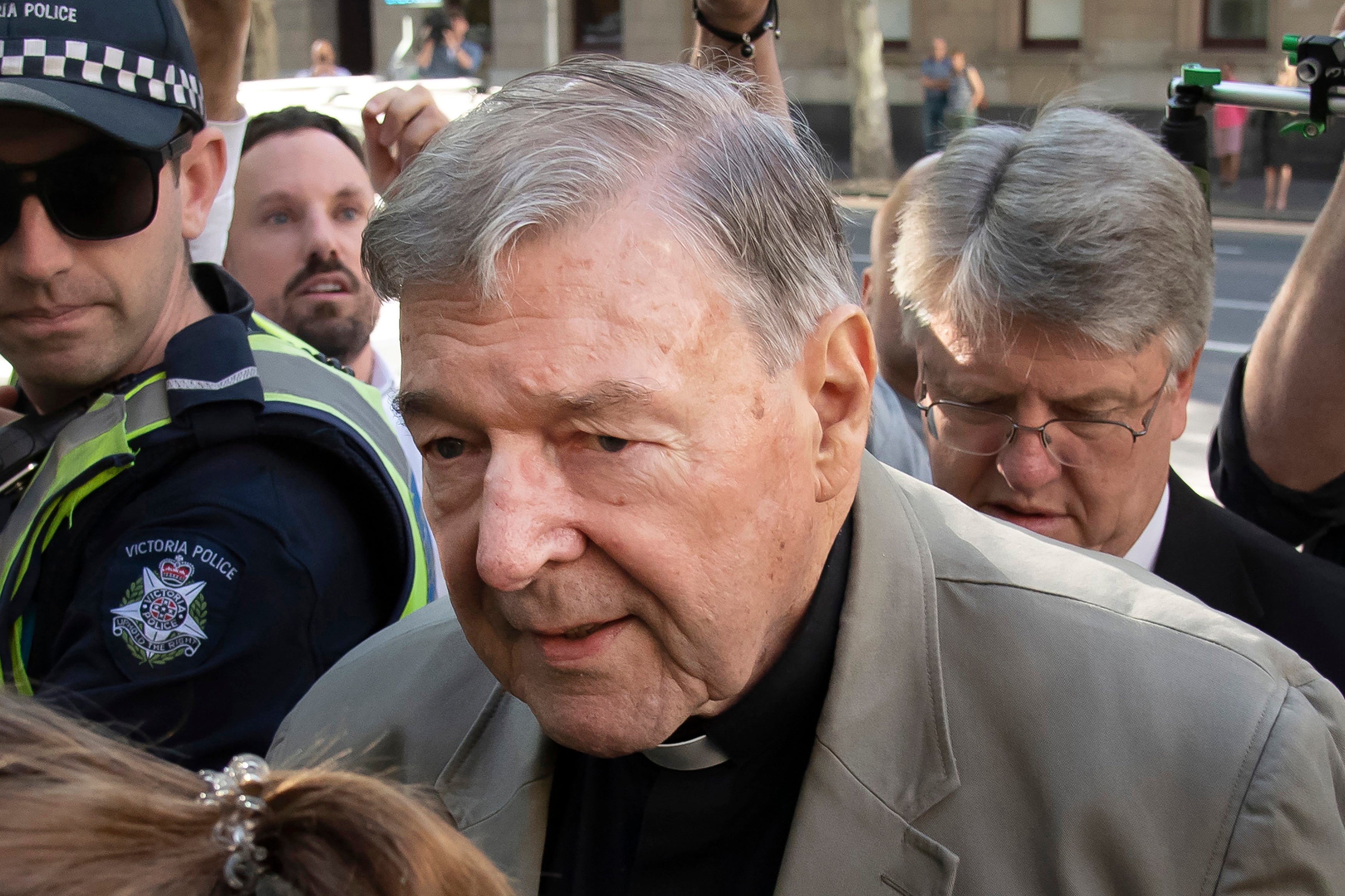 Cardinal George Pell arrives at the County Court in Melbourne, Australia, on 4 June 2021