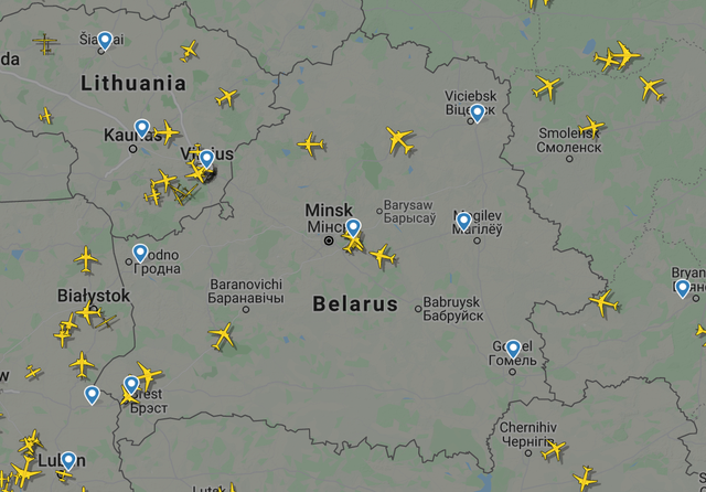 <p>Belarus airspace is quiet</p>