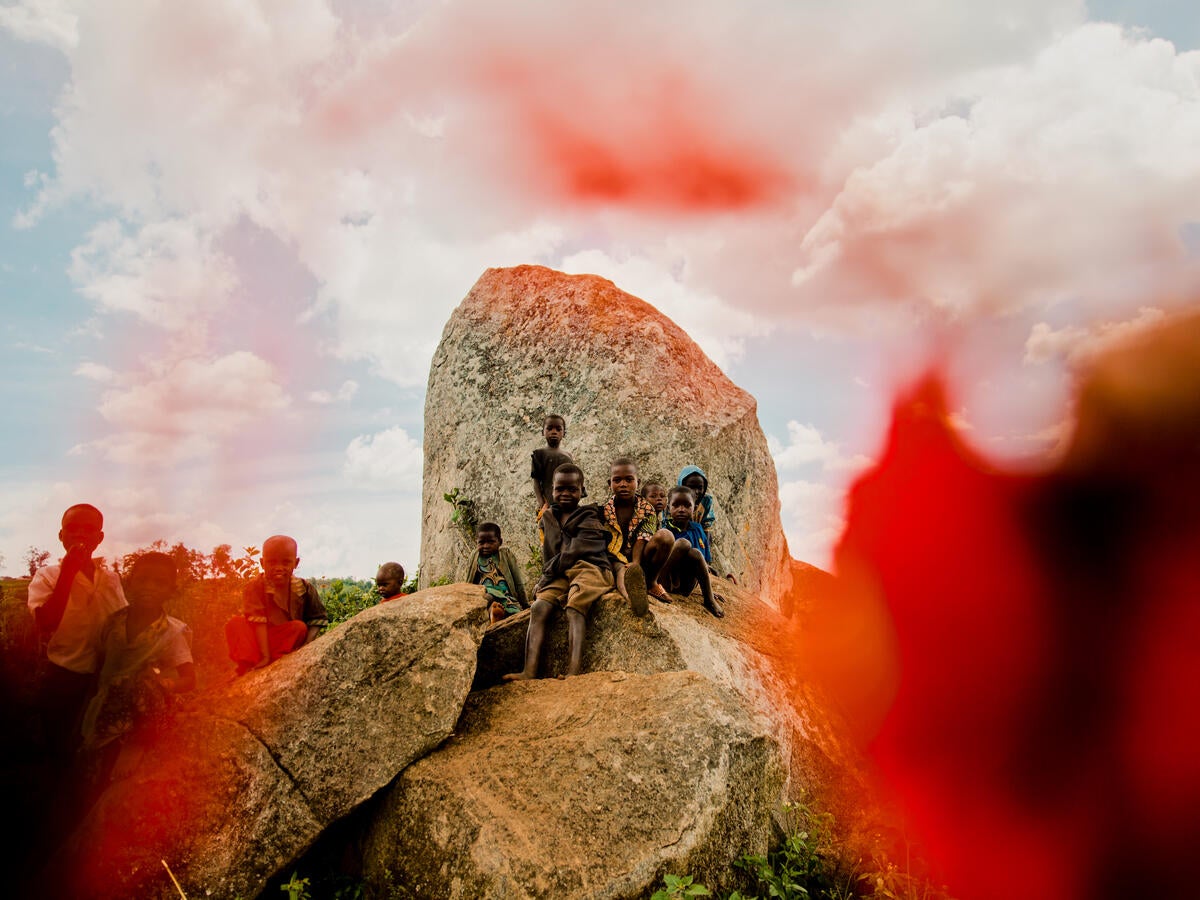 Children play at a camp for displaced persons, Ituri province