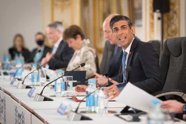 Rishi Sunak at a meeting of finance ministers from across the G7 nations