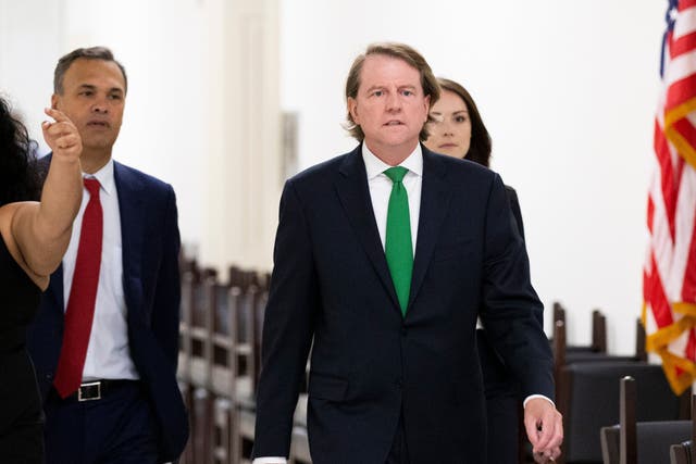 <p>Former White House counsel Don McGahn arrives at the US Capitol for his interview with House Democrats</p>