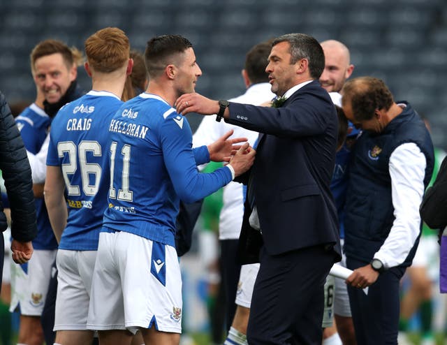 St Johnstone winger Michael O’Halloran with boss Callum Davidson