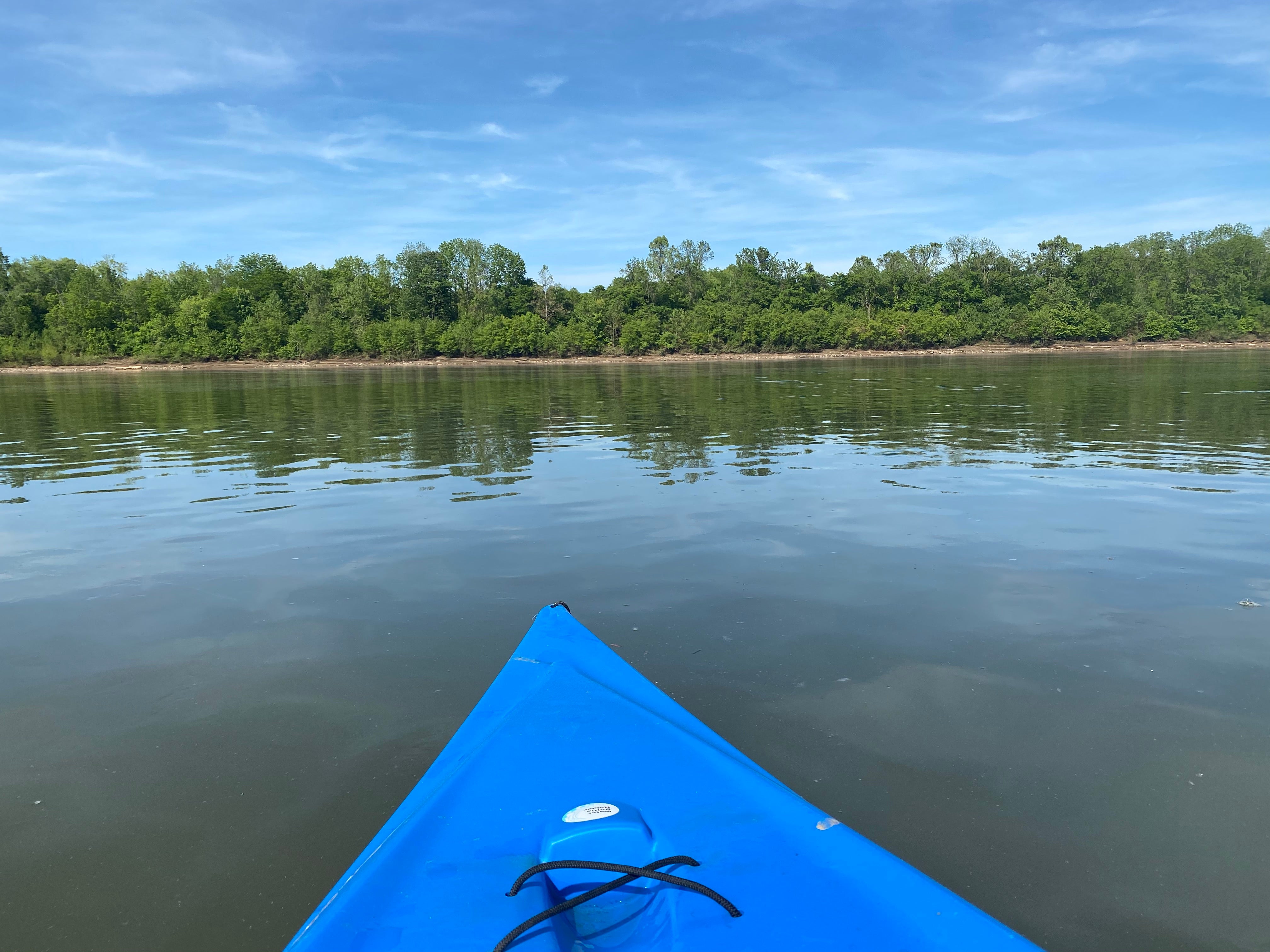 Kayaking on the Ohio River between West Virginia and Ohio.