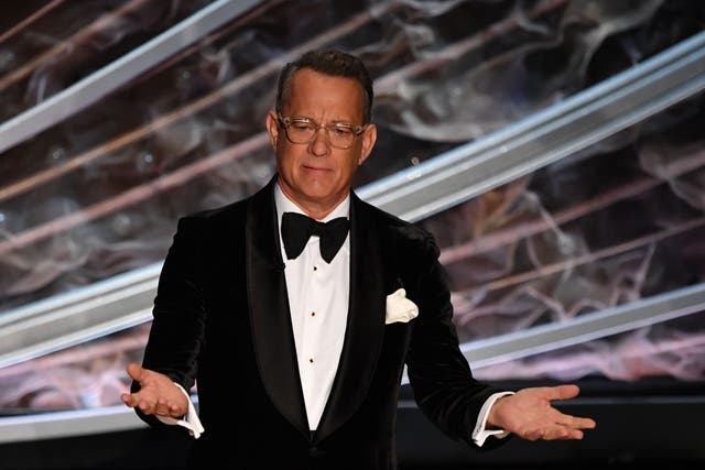 <p>Tom Hanks at the 92nd Oscars on 9 February 2020 in Hollywood, California</p>