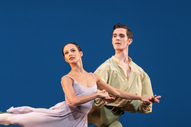 <p>Francesca Hayward and William Bracewell in ‘Dances at a Gathering’, which builds a powerful sense of connection between the performers</p>