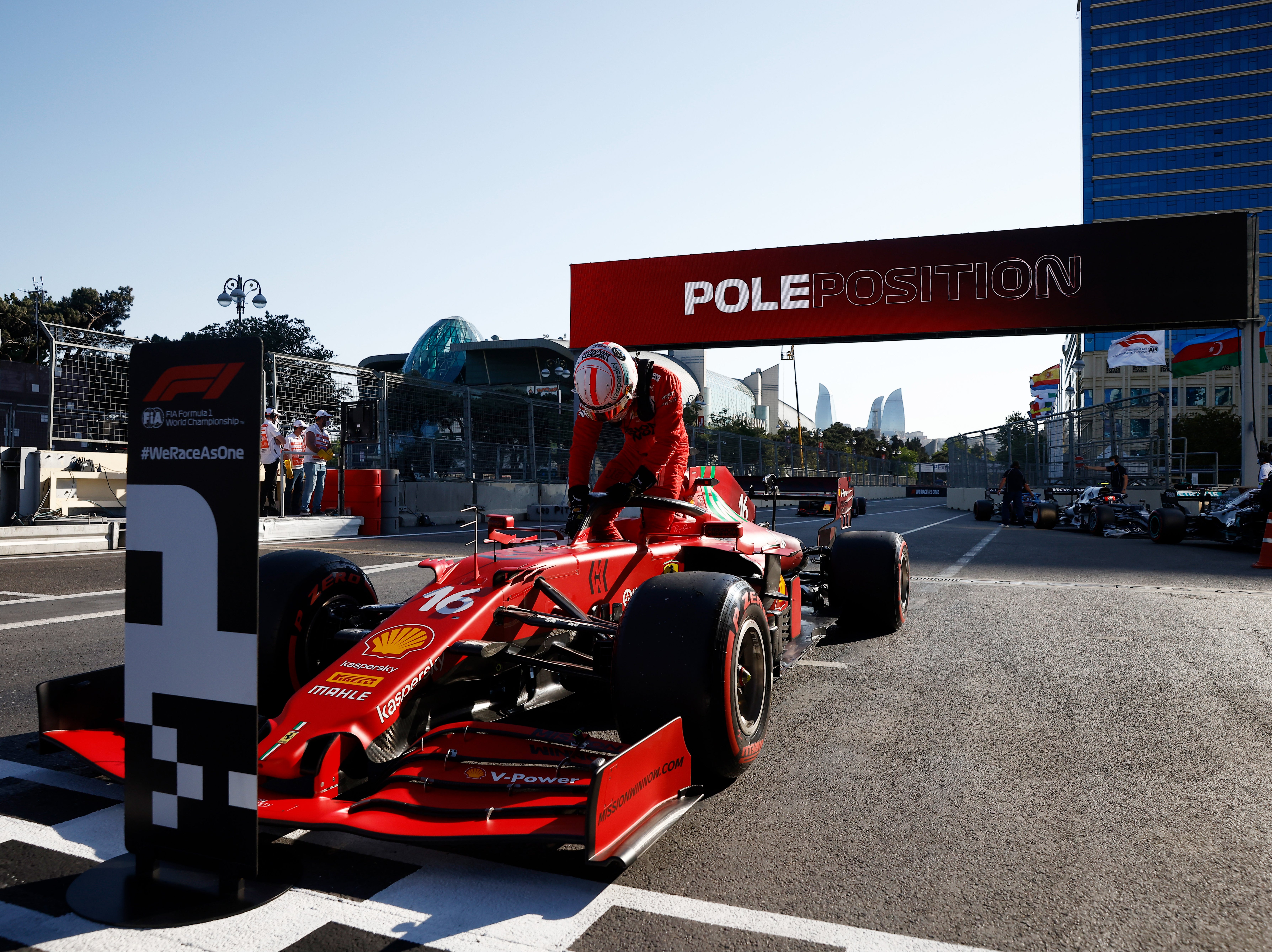 Charles Leclerc finishes in pole position ahead of the Azerbaijan Grand Prix