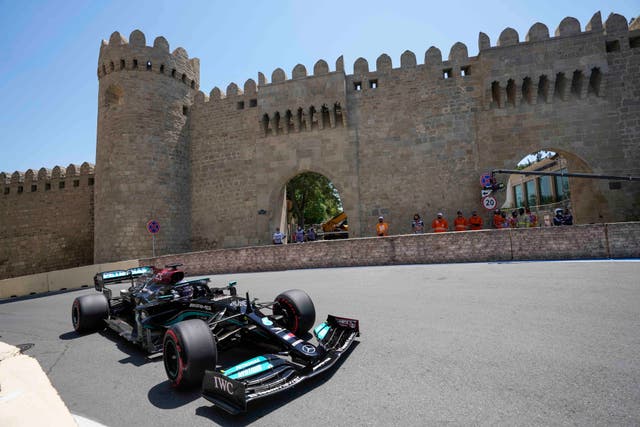 Lewis Hamilton will start second in Sunday's Azerbaijan Grand Prix