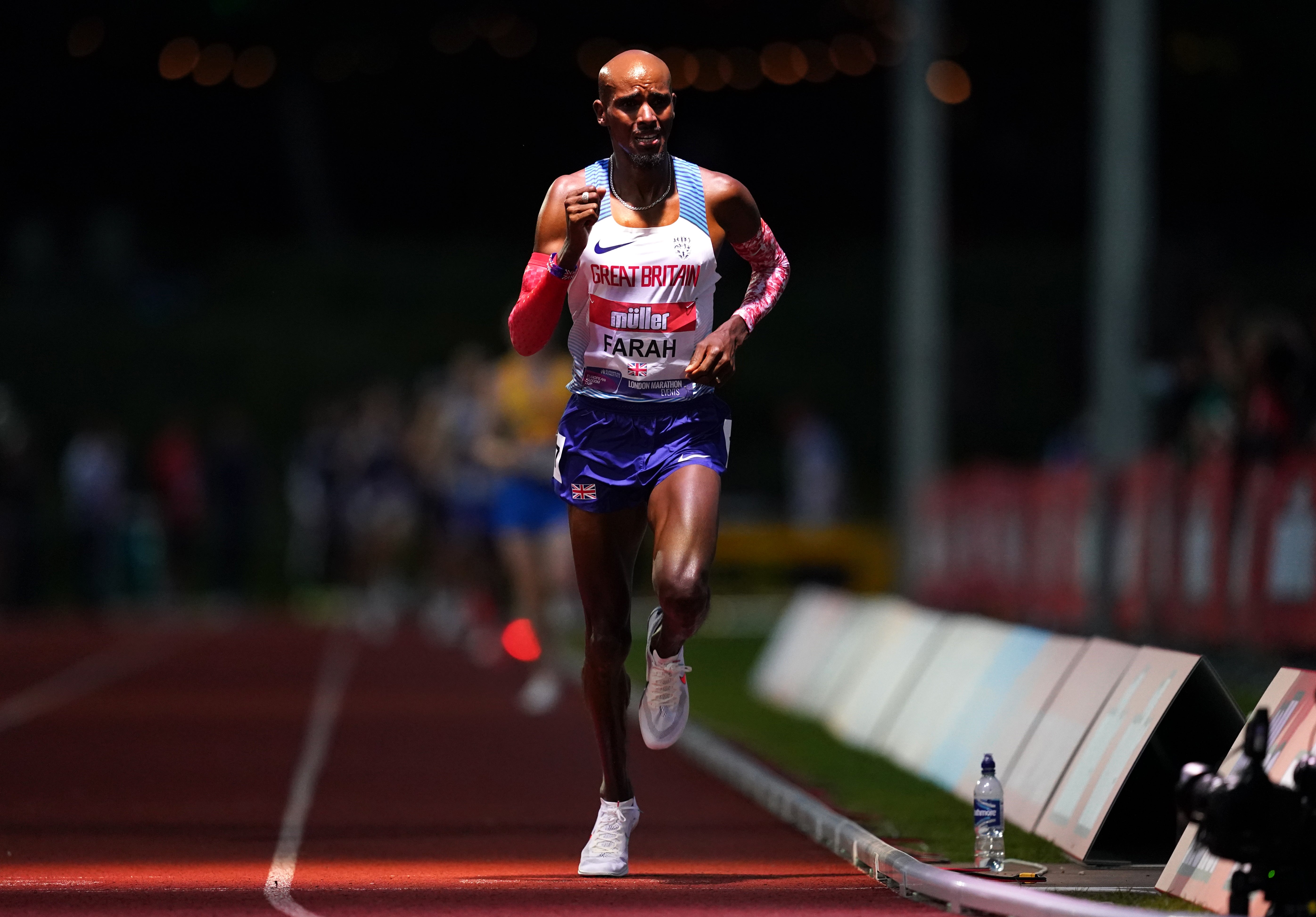 Great Britain’s Mo Farah returned to the track in Birmingham