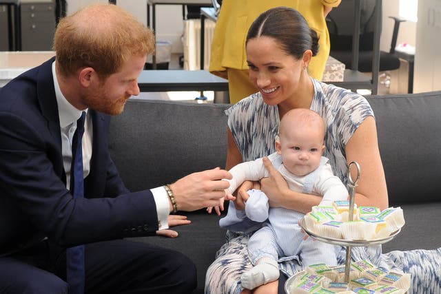 <p>The Duke and Duchess of Sussex with their first child</p>