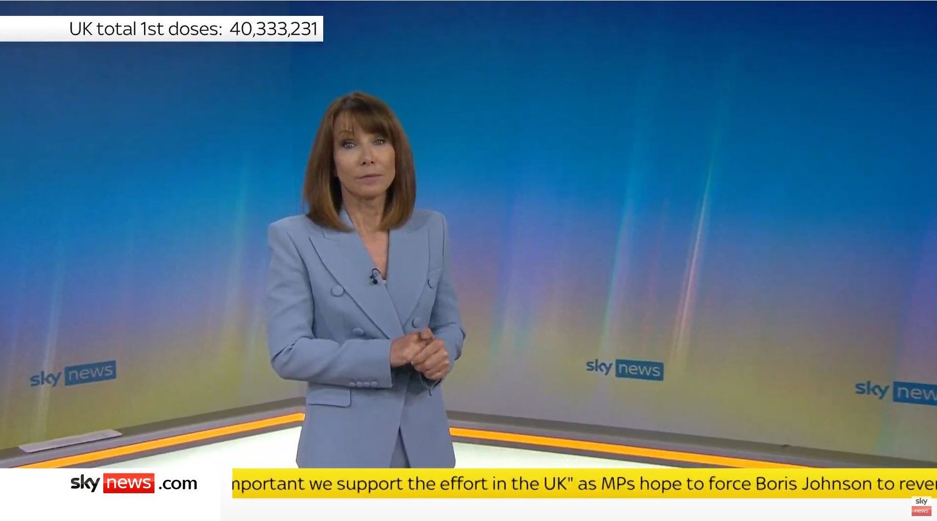 Sky News presenter Kay Burley has returned to work after a six-month suspension for breaking Covid-19 rules