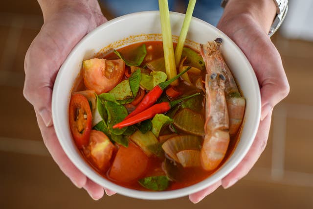 <p>Tom yum is a hot and sour Thai soup</p>