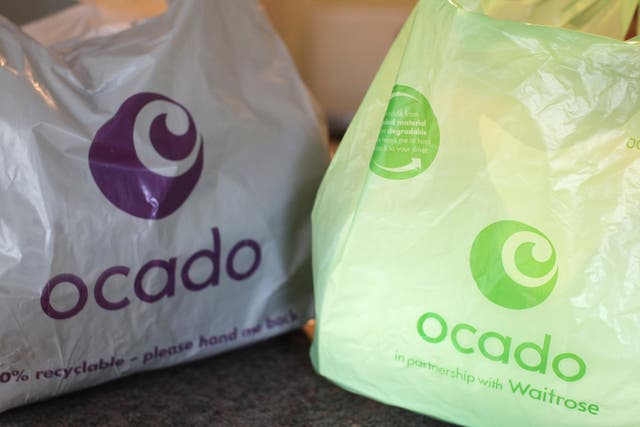 Bags from the home delivery company Ocado