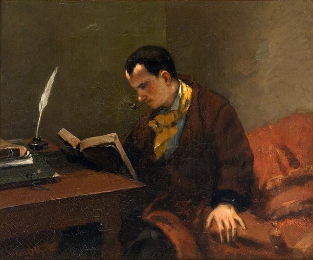 <p>Portrait of Charles Baudelaire by Gustave Courbet, 1847 </p>