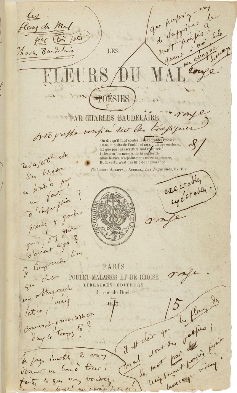 ‘Les Fleurs du Mal’, First Edition, annotated by Baudelaire