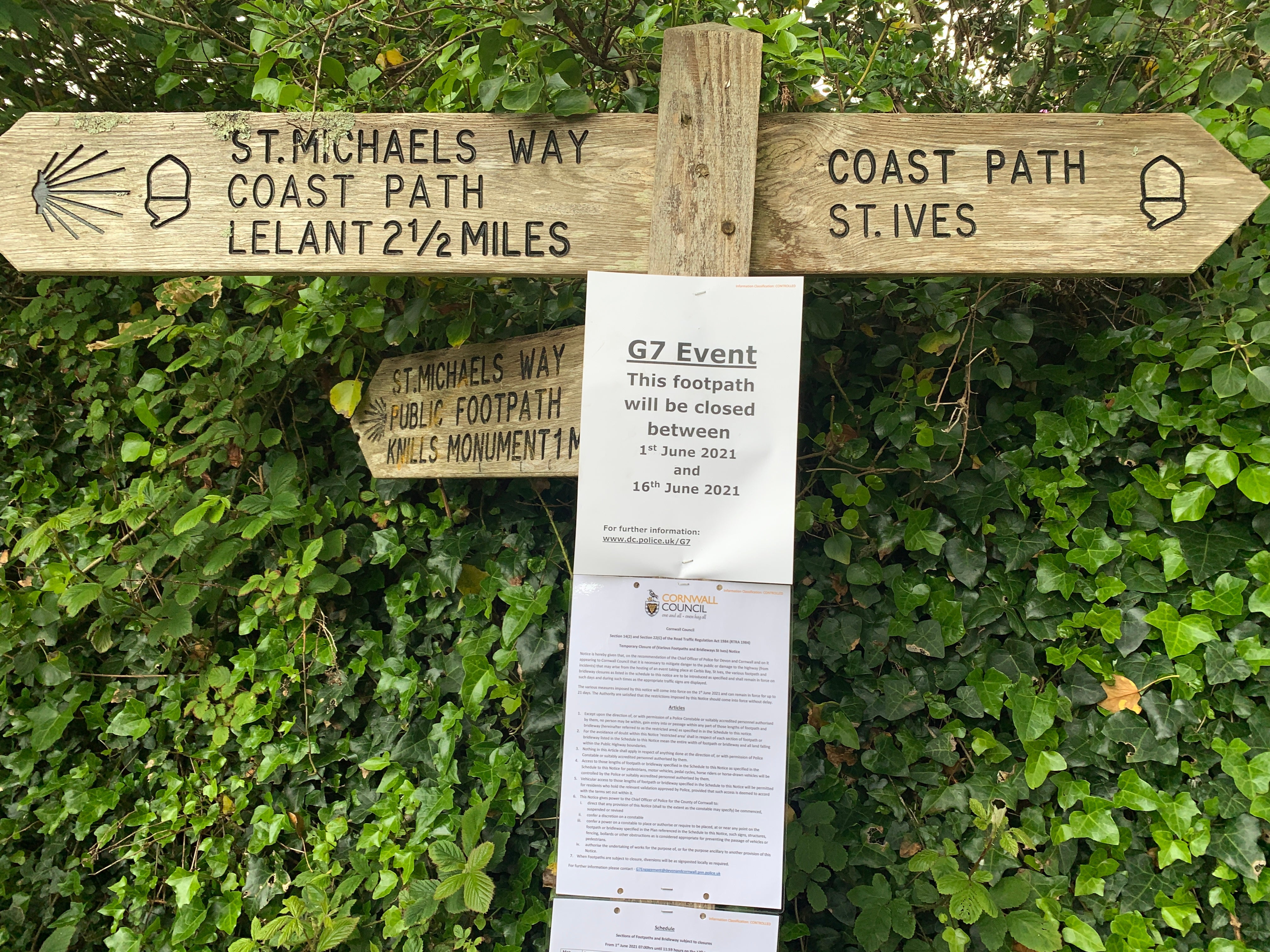 The coastal path is now shut due to the G7