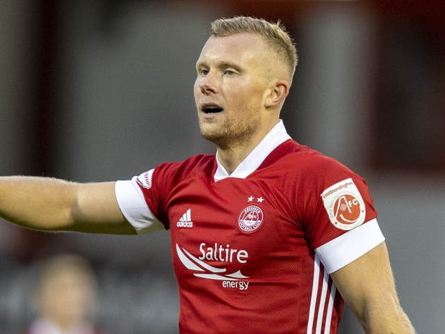 <p>Curtis Main in action for Aberdeen</p>