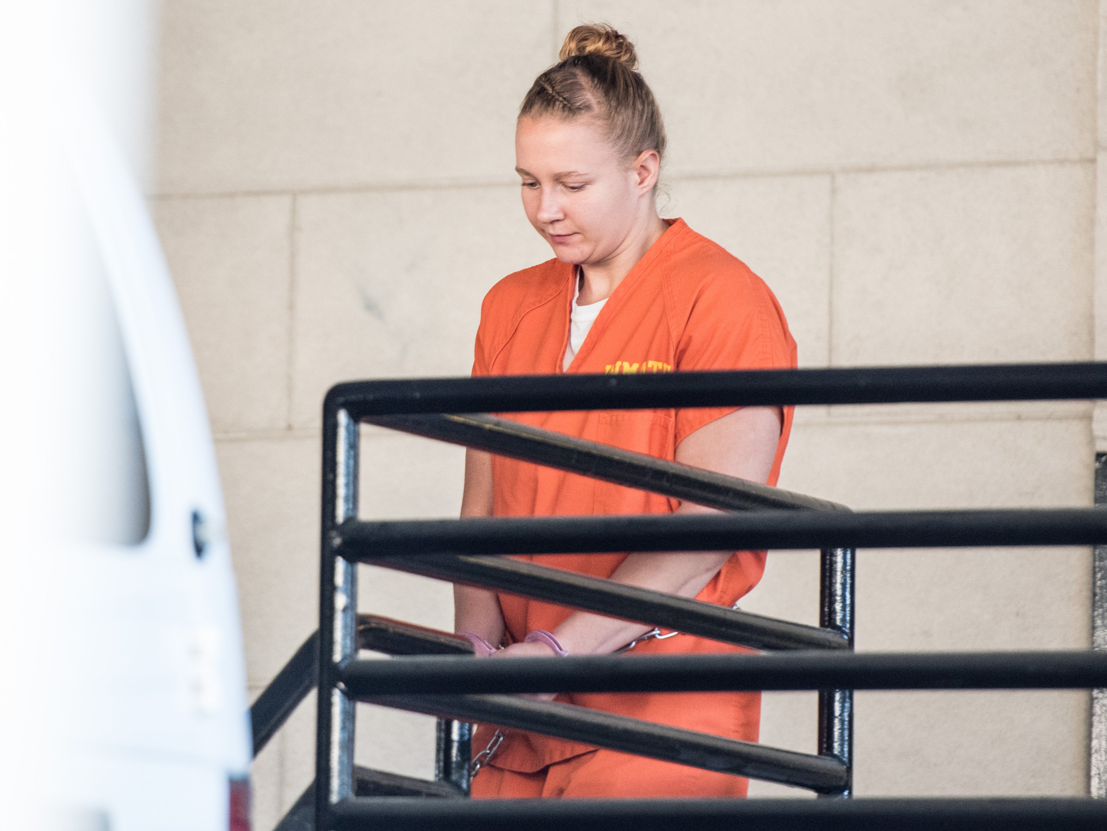 Reality Winner exits the Augusta Courthouse June 8, 2017 in Augusta, Georgia