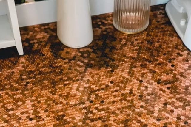 <p>Woman glues 7700 pennies to her bathroom floor and potentially misses out on a fortune </p>