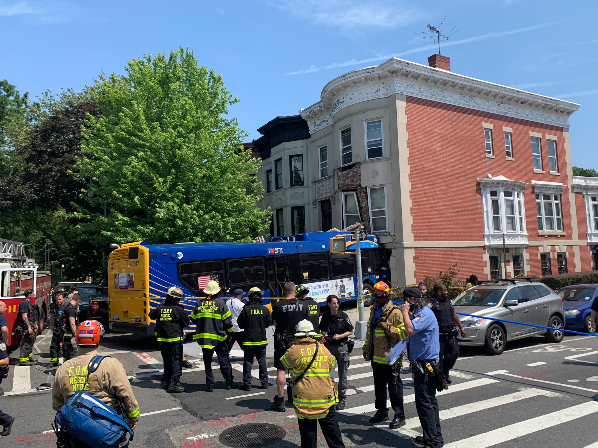 An MTA bus crashed into a residential building in Brooklyn, New York City