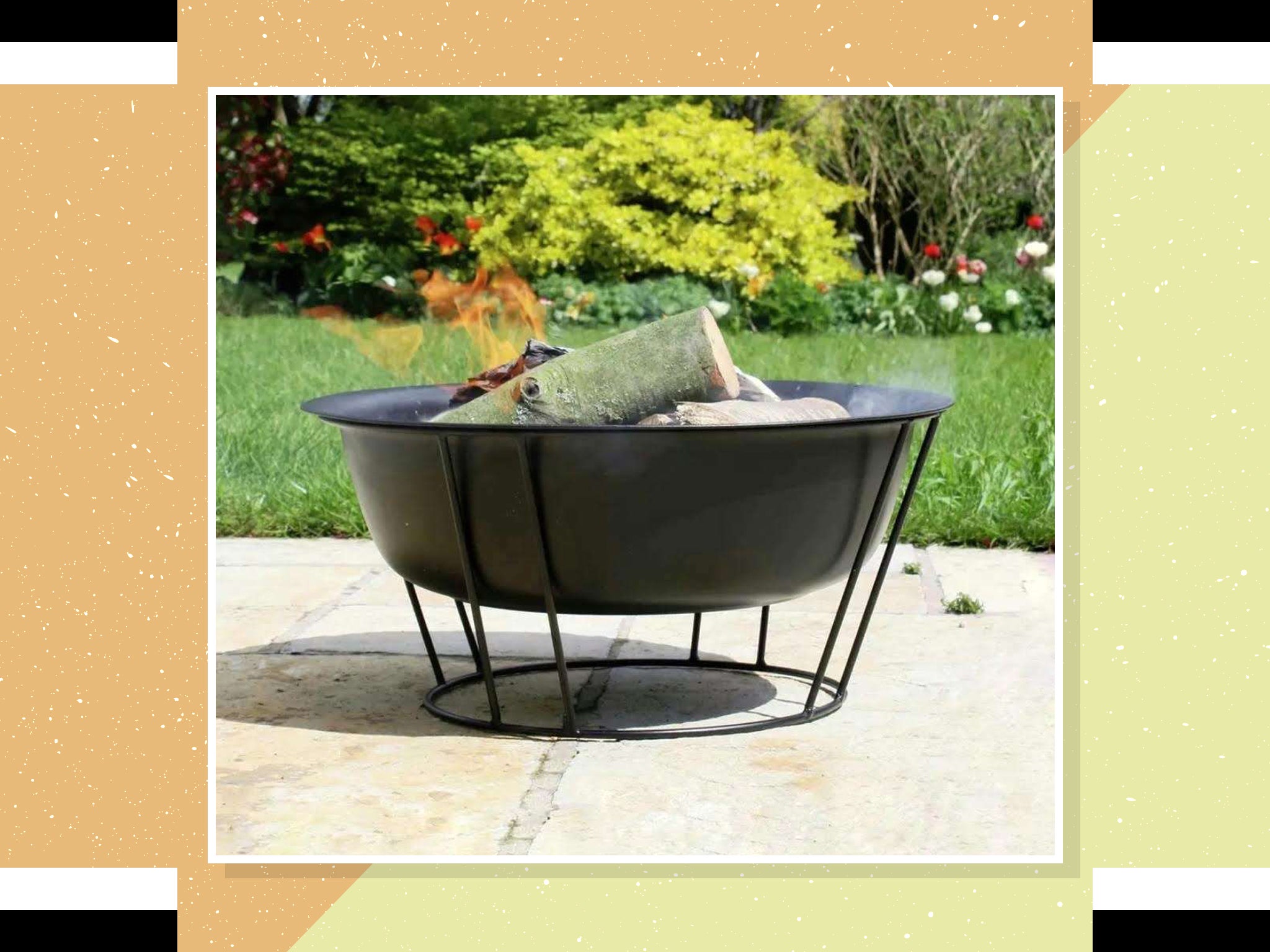 The fire pit is ideal for roasting marshmallows or keeping you warm on cool nights