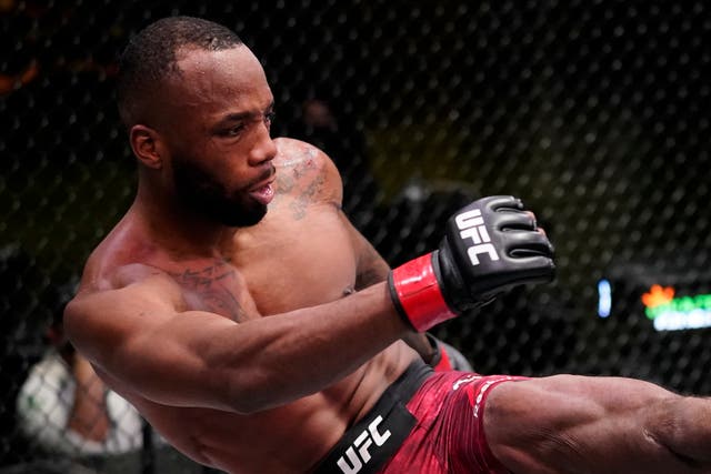 <p>Leon Edwards in action in March</p>