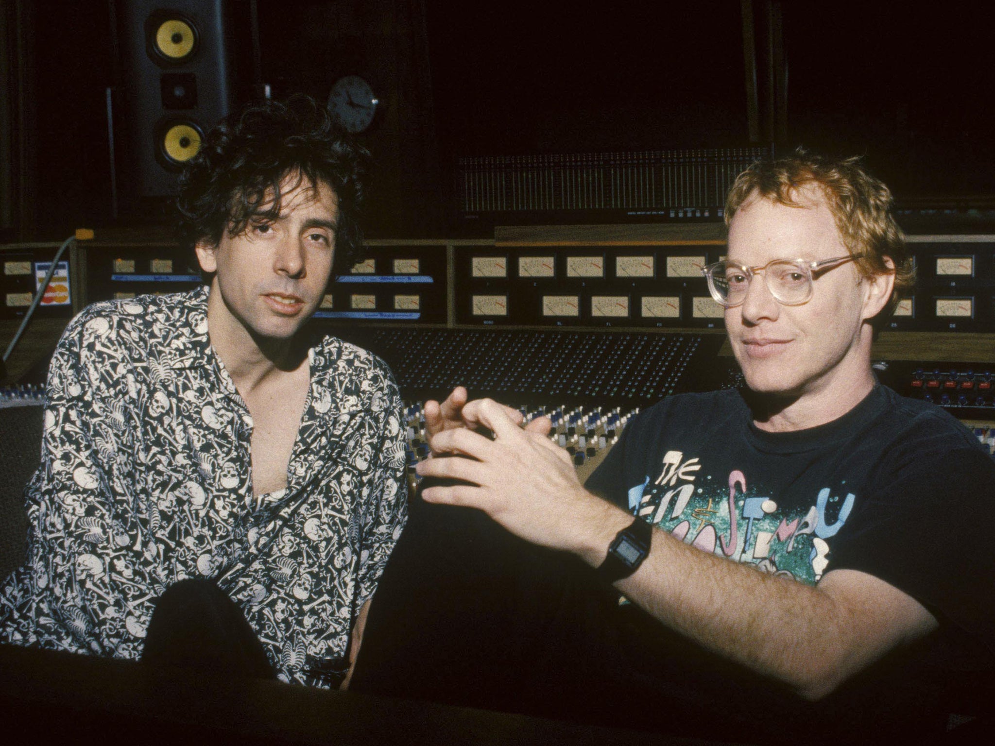 Elfman with filmmaker and frequent collaborator Tim Burton in 1993