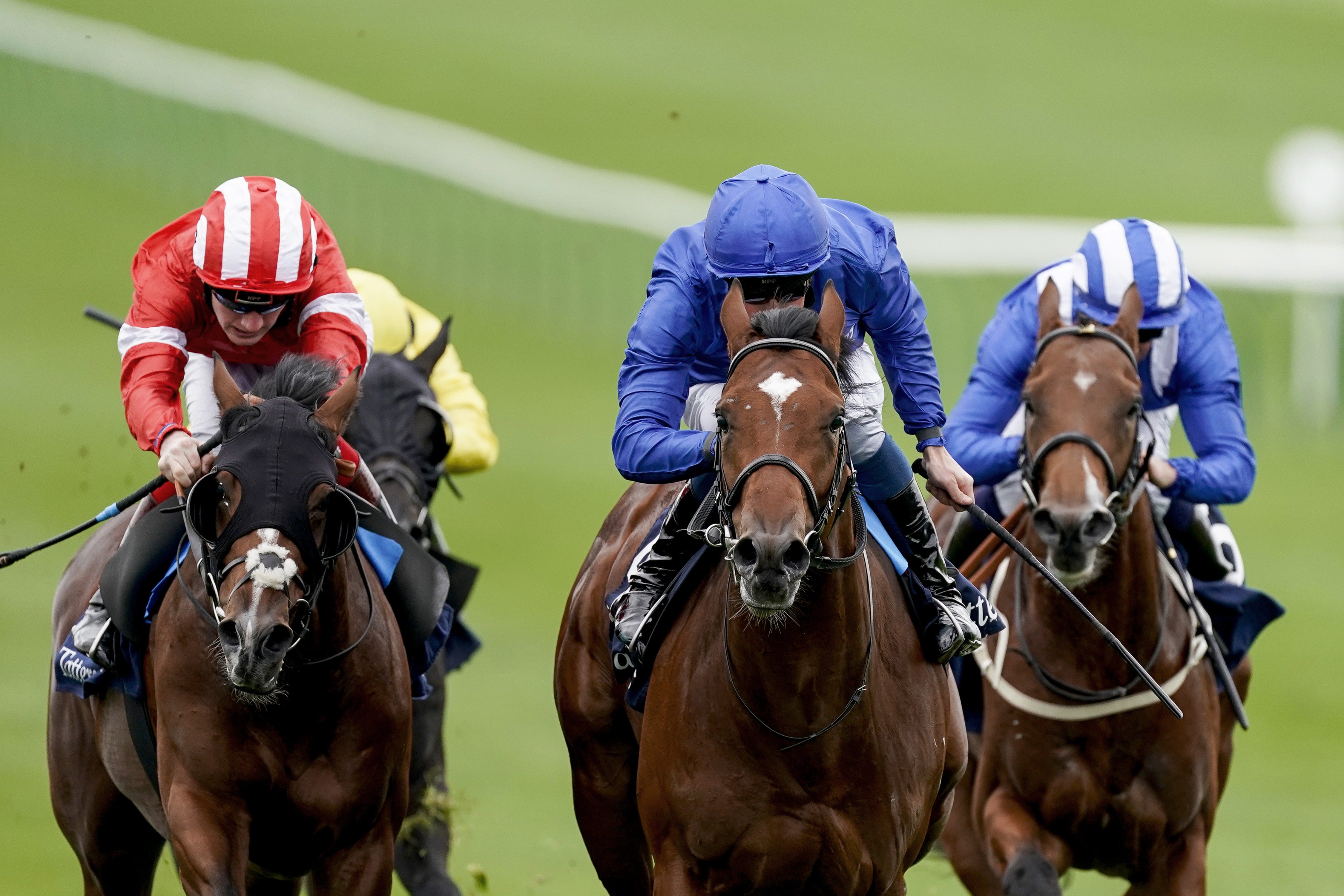 La Barrosa and William Buick (centre) winning the Tattersalls Stakes at Newmarket