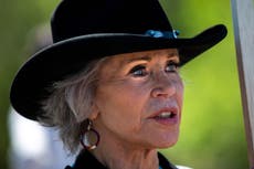 Jane Fonda slams Biden as not ‘bold or fast’ enough on climate crisis as she joins oil line protest