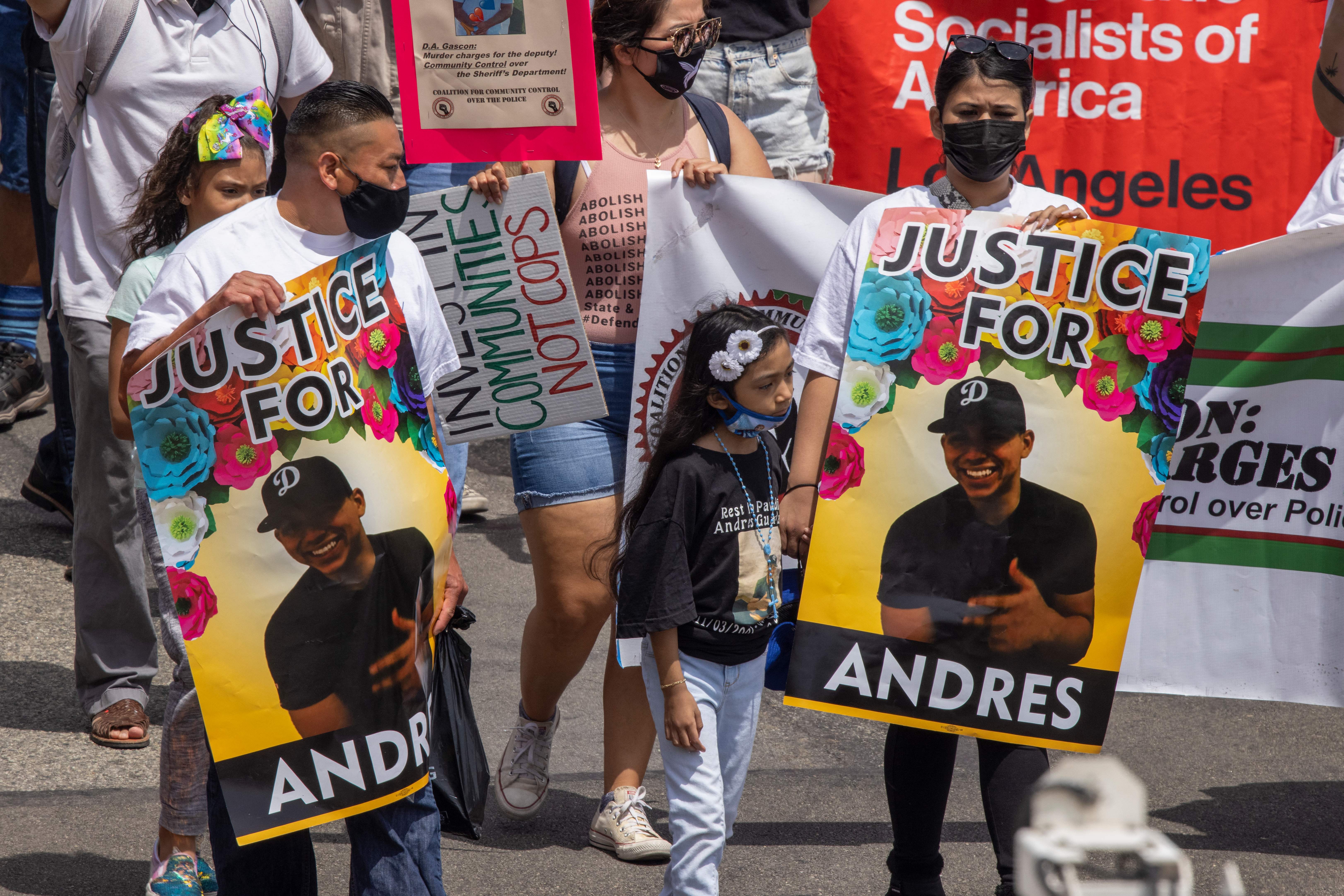 Protesters gathered after police shot and killed 18-year-old Andres Guardado in the back