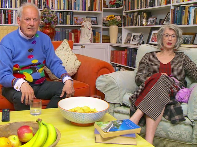 <p>Giles Brandreth and Maureen Lipman on Celebrity Gogglebox</p>