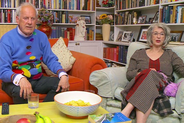 <p>Giles Brandreth and Maureen Lipman on Celebrity Gogglebox</p>