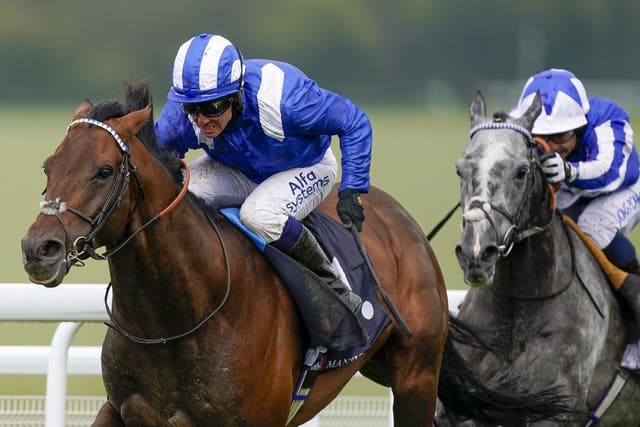 Hukum (left) winning the Tapster Stakes at Goodwood