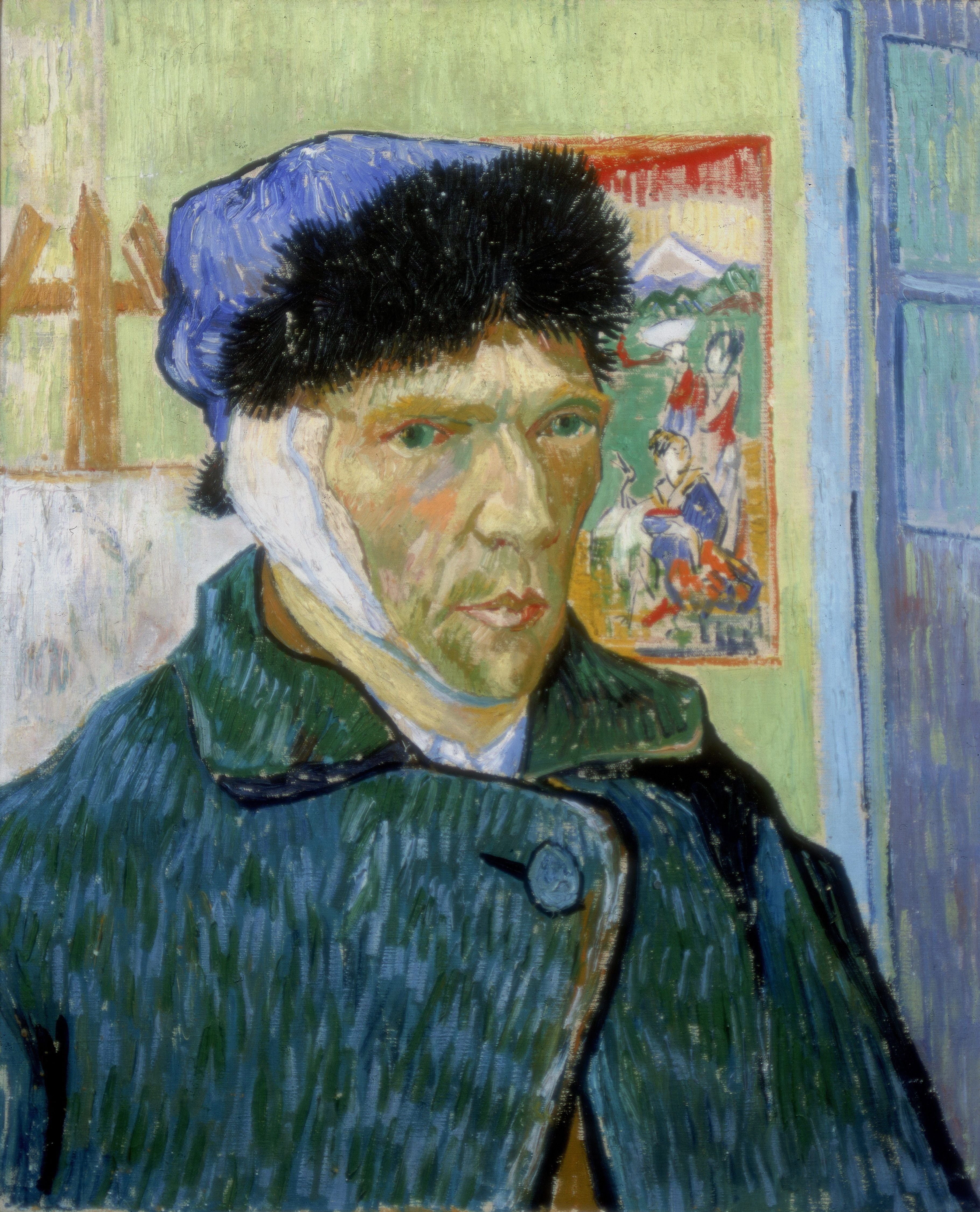 ‘Self-Portrait with Bandaged Ear 1889’. Van Gogh took his severed ear to a local prostitute