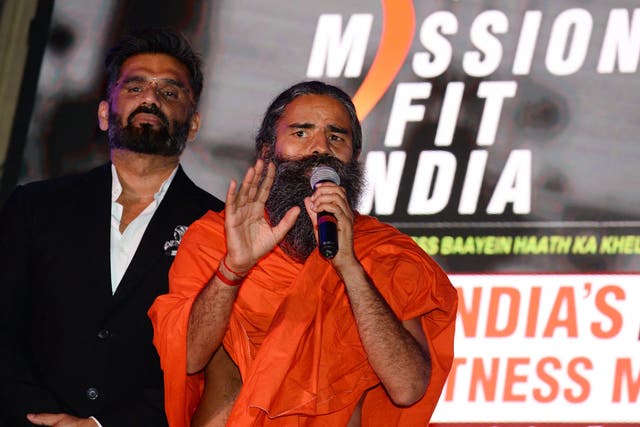 <p>File image: Baba Ramdev, India’s most popular yoga guru, has angered doctors by claiming conventional medicine killed thousands of coronavirus patients</p>