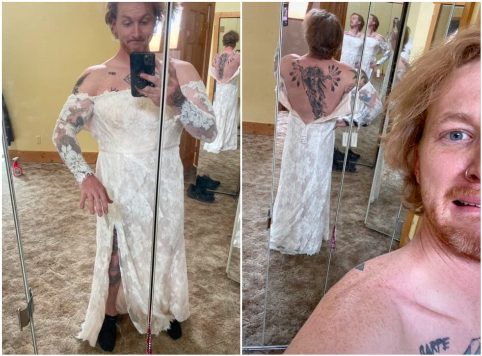 Man Tries To Sell His Ex S Wedding Dress By Modelling It Himself Indy100 Man Tries To Sell His Ex S Wedding Dress By Modelling It Himself Indy100