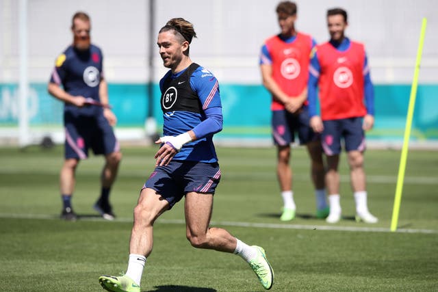 <p>Jack Grealish in training at St George’s Park</p>