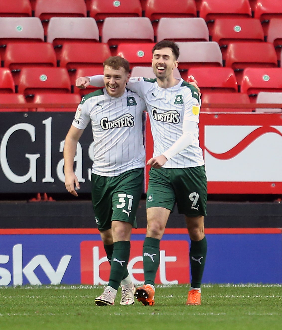 Luke Jephcott, left, in action for Plymouth