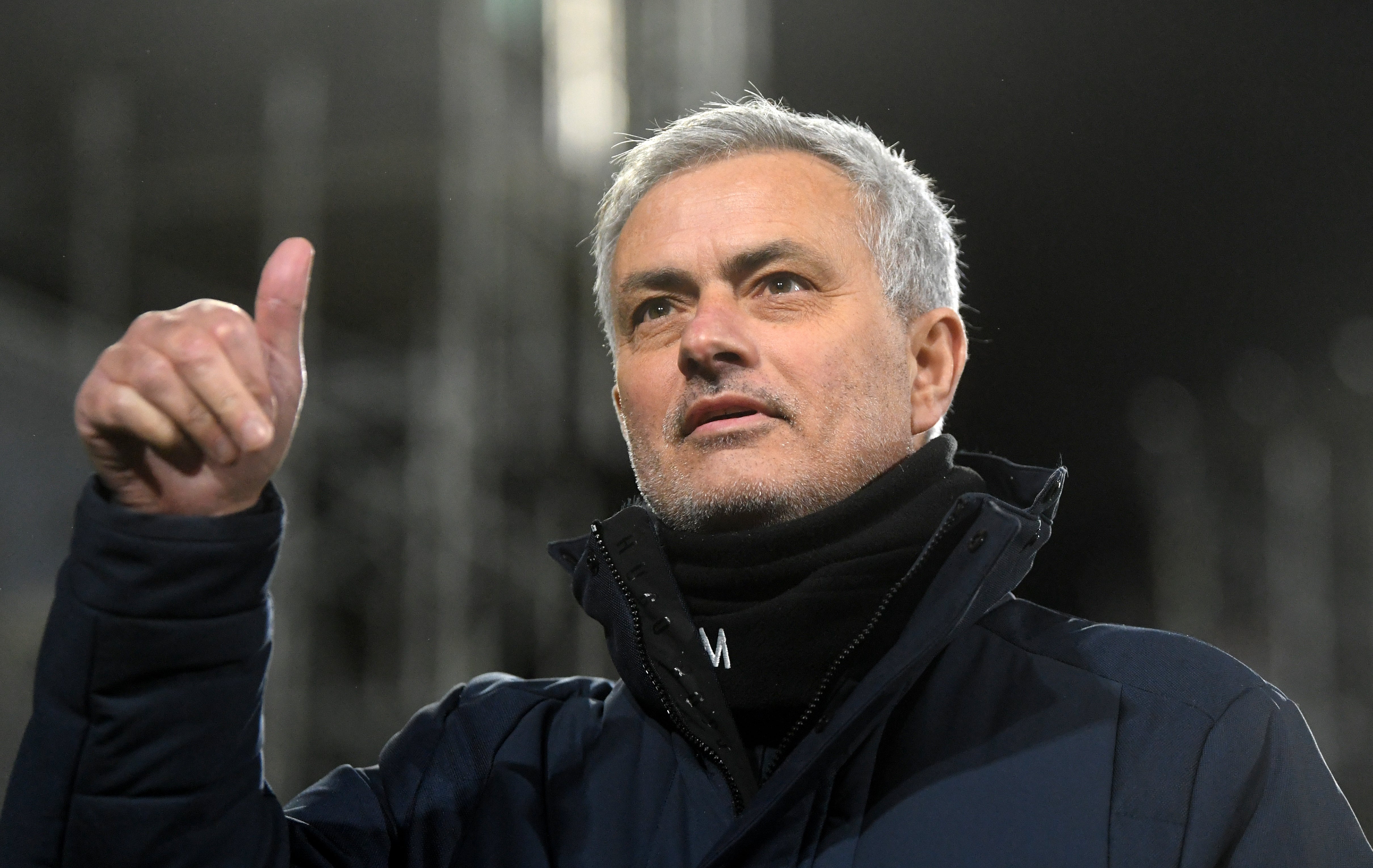 Jose Mourinho gives a thumbs up