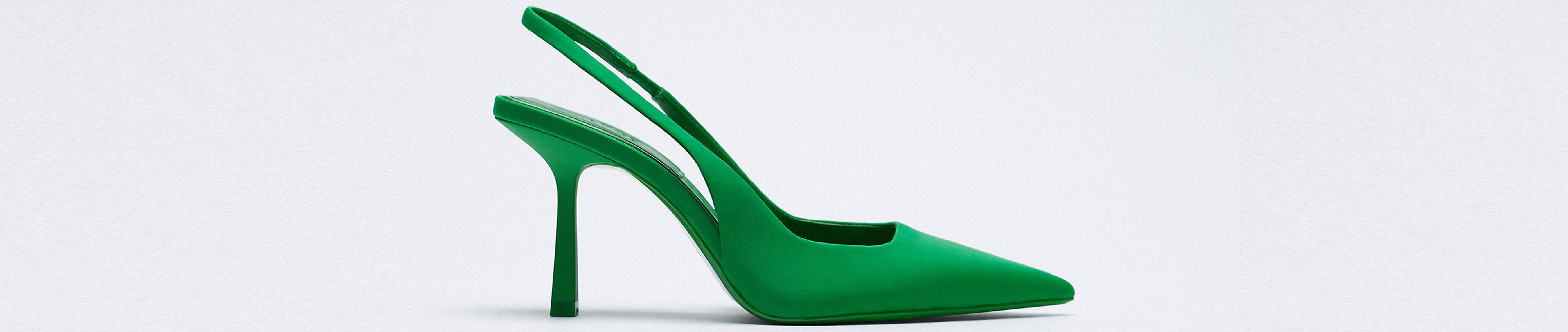 Zara Fabric High Heel Slingback Shoes in Green, ?29.99