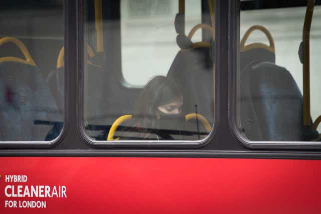 A passenger on a London bus
