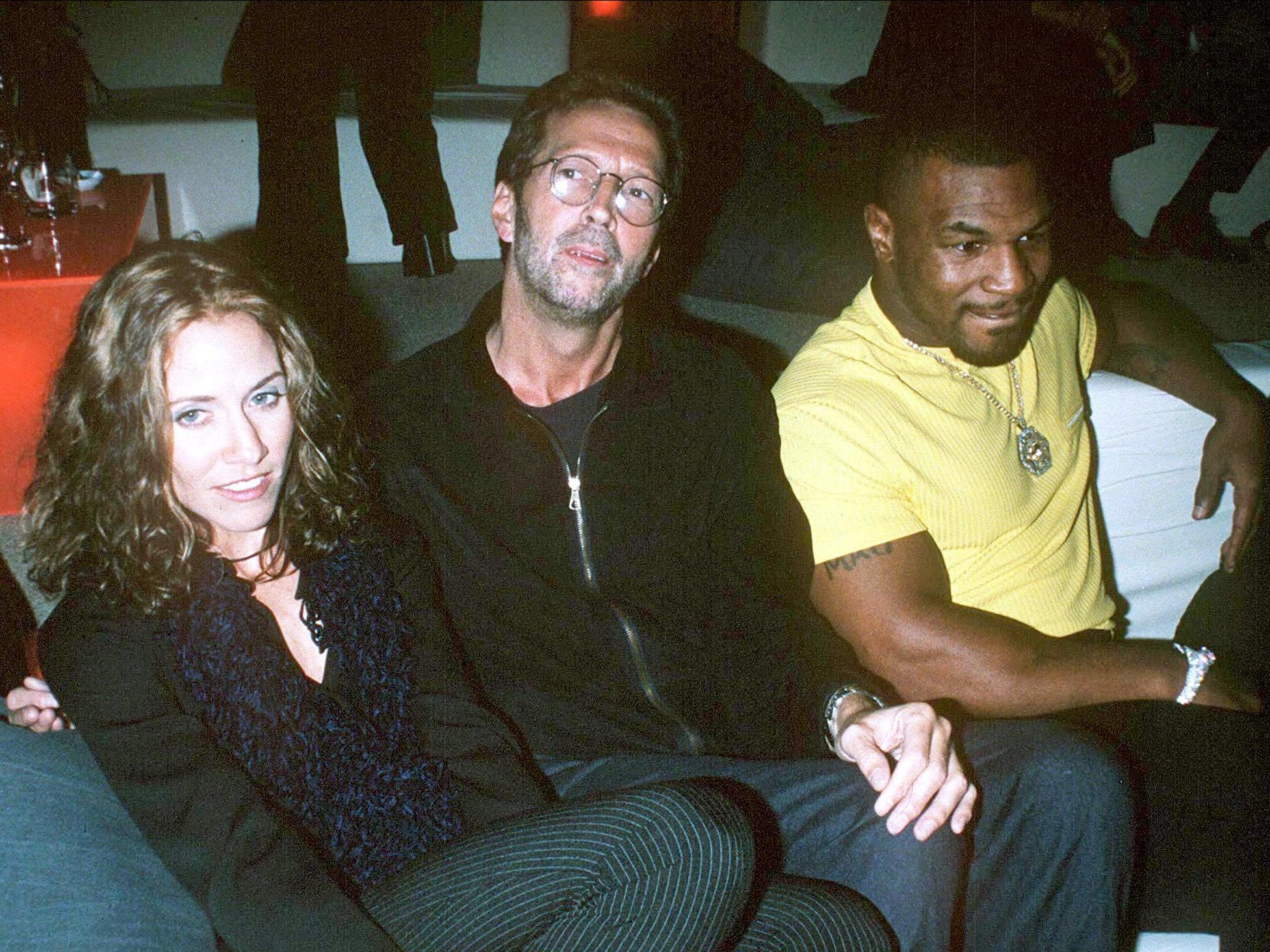 Sheryl Crow with Eric Clapton and Mike Tyson in New York, 1996