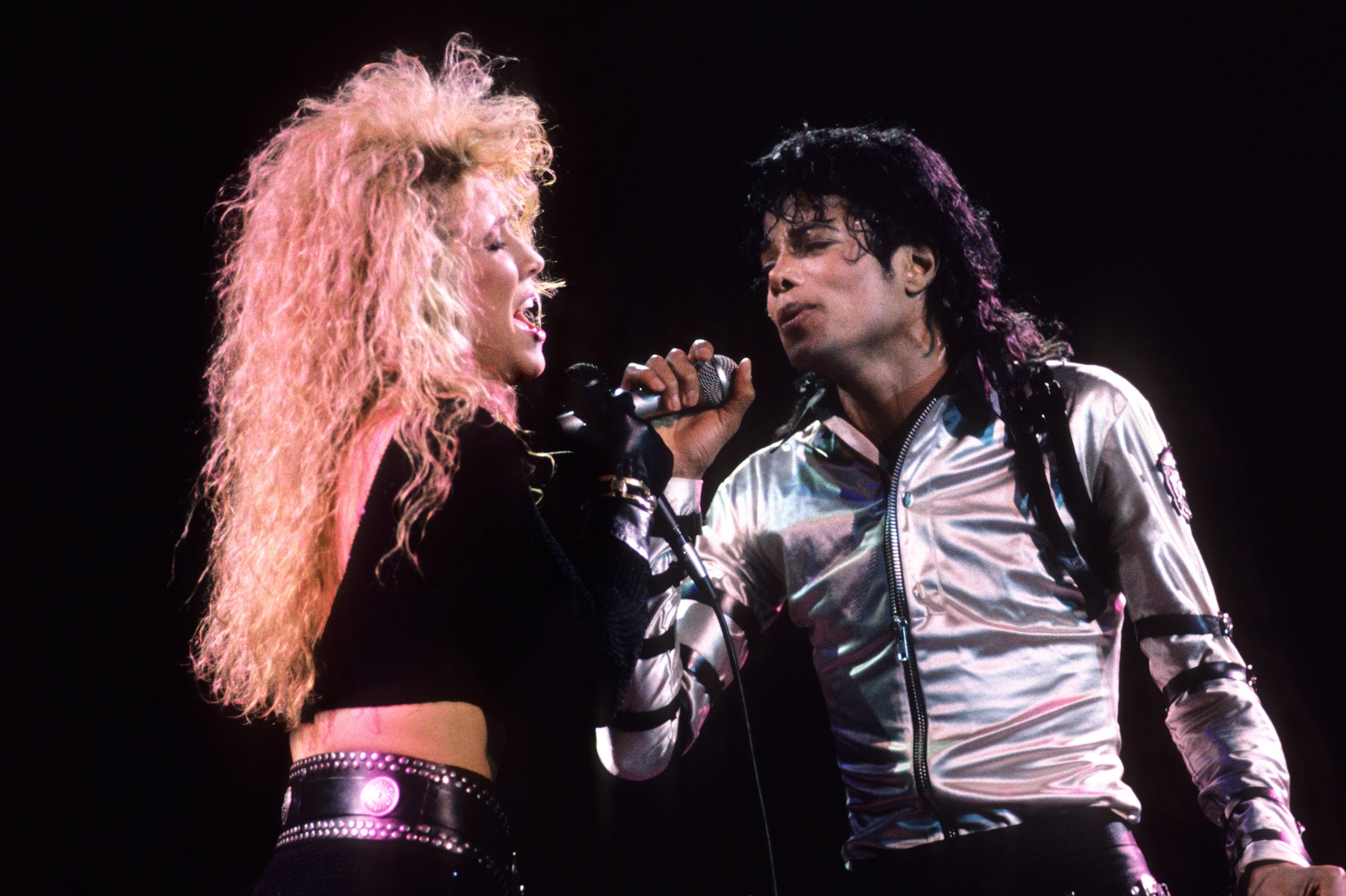 Sheryl Crow and Michael Jackson perform during the Bad tour, circa 1988